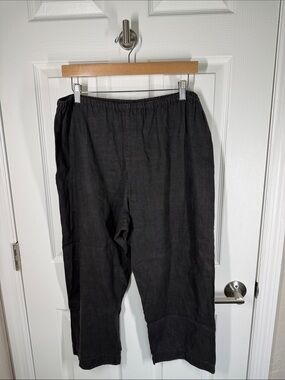 Chico’s design black linen pants barrel leg cropped size large
